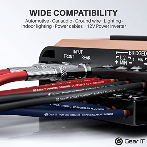 Gearit 1/0 Gauge Wire (25Ft Each - Black/Red Translucent) Copper Clad Aluminum Cca - Primary Automotive Wire Power/Ground, Battery Cable, Car Audio Speaker, Rv Trailer, Amp, Electrical 0Ga Awg 25 Feet #TOP4