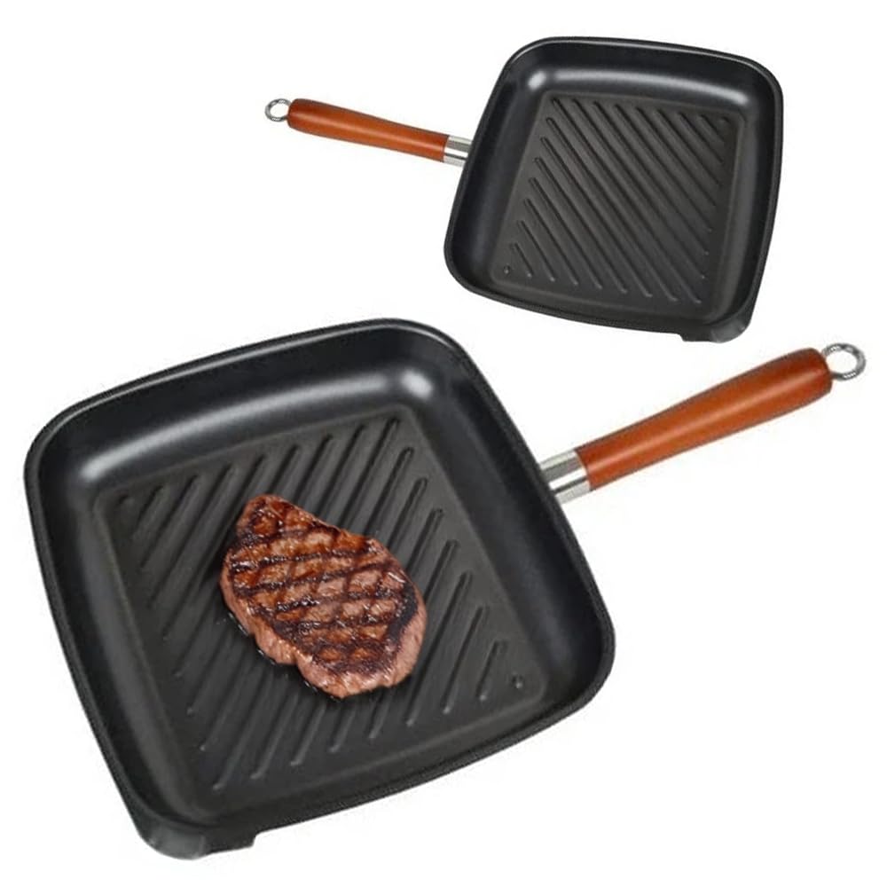 26Cm Grill Pan Non Stick - Coating Cooking Frying, Kitchen BBQ | Steak Fish Fry Cookware Multi Purpose, Kitchenware Food Preparation, Durable