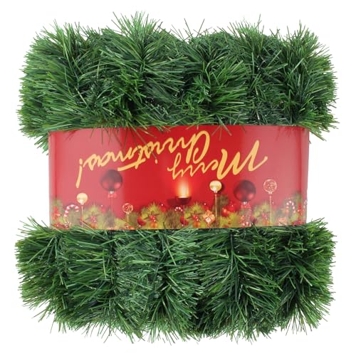 50FT Green Christmas Garland Decorations, Christmas Artificial Pine Greenery Garland
