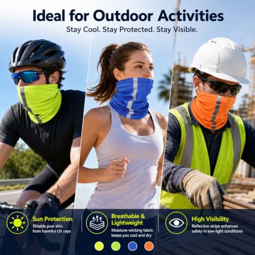 Image of SATINIOR 4 Pcs Neck Gaiter Face Mask for Men Reflective Face Cover Scarf Summer UV Sun Protection Balaclava Bandana for Work