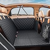 PETICON Back Seat Extender for Dogs, Hard Bottom Dog Car Seat Cover - Supports 400lbs, Rear Seat Pet Cover with Mesh Window, Waterproof Dog Hammock for Car SUV and Trucks
