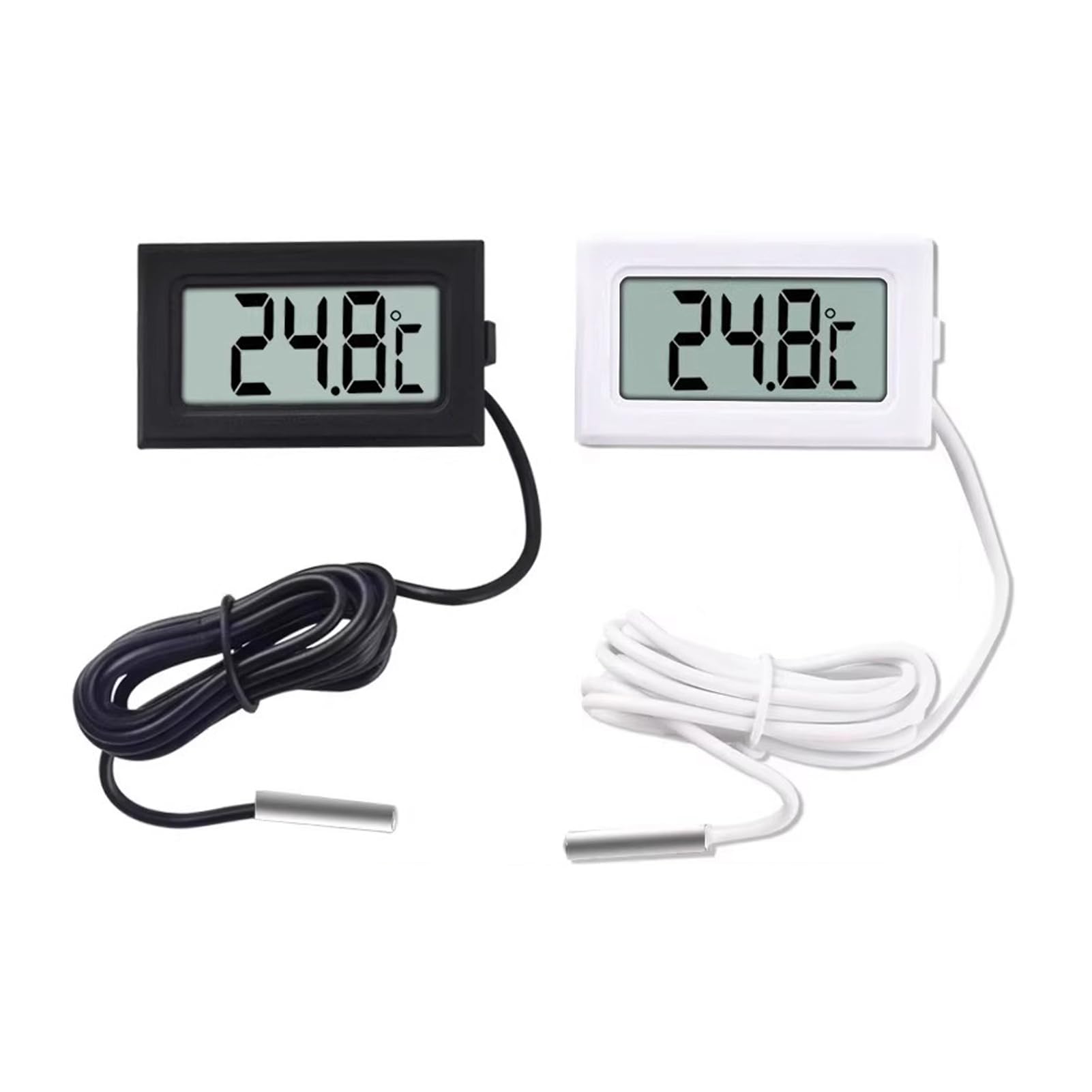 Dewfigs 2 cyfrowe termometry z czujnikiem, cyfrowy termometr LCD, monitorowanie temperatury, termometr do lodówki, termometr akwariowy, od -50°C do +110°C