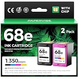 68e 68 Ink Cartridges with chip Black Tri-Color Combo 2-Pack High Yield Replacement for HP Ink 68e 68XL Compatible Work for HP Envy 6155e 6555e 6152e 6552e 6558e 6110e 6500e 6100e 6165e Printer Inkjet