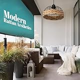 GIGGI Large Metal & Rope Light Shade, Retro Black Lamp Shade with Jute Rope Lamp Shades Ceiling, Rattan Lampshade, Pendant Lampshades for Ceiling Lights, Living Rooms, Kitchen, Bedroom, Hallways - Image 6