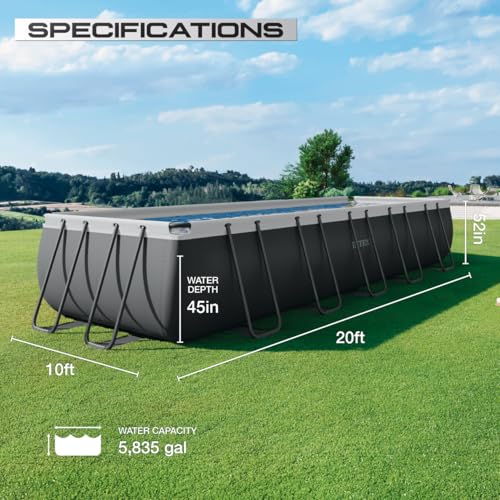 INTEX 26357MZ 20ft x 10ft x 52in Ultra XTR Deluxe Rectangular Above Ground Swimming Pool Set, Includes 1500 GPH Sand Filter Pump, SuperTough Puncture Resistant, Rust Resistant, Easy to Assemble