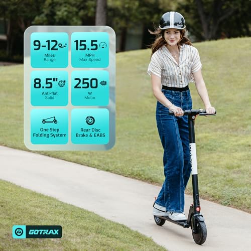 Gotrax GXL V2 Electric Scooter, 8.5" Solid Tire, Max 12 Mile and 15.5Mph Speed Power by 250W Motor, Lightweight 25.95lb, Cruise Control Aluminum Alloy Frame Foldable Commuting Escooter for Adults 13+