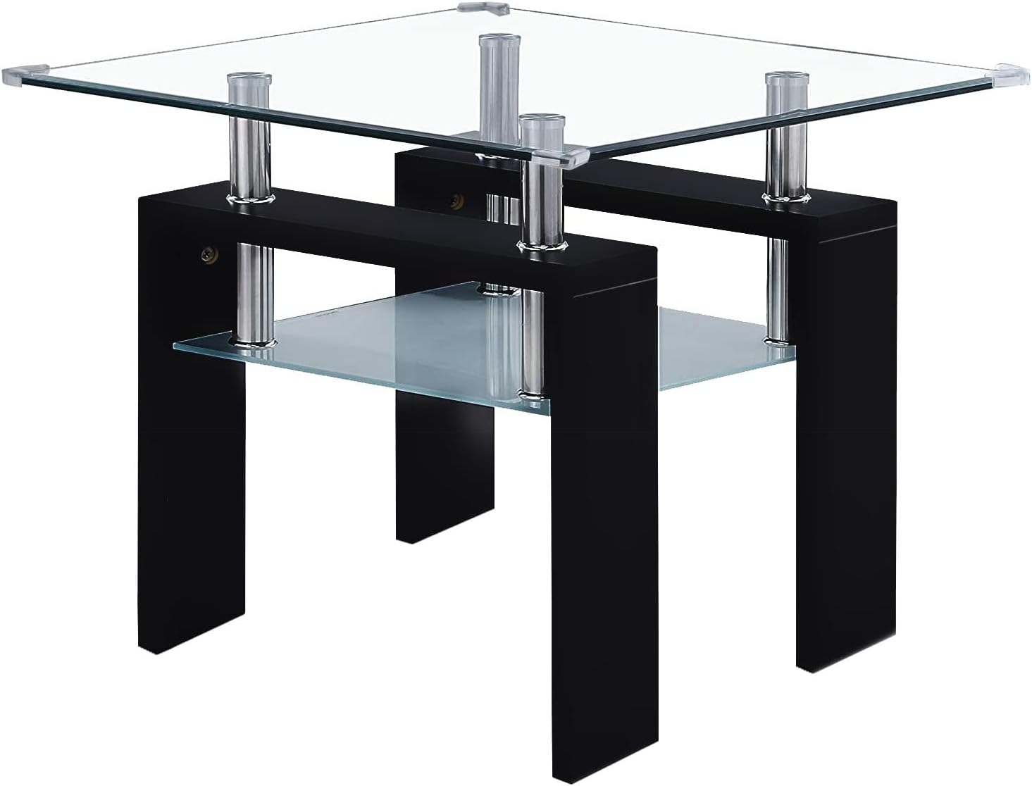 Glass End Table with Safty Table Corner Protectors, 2Tiyer