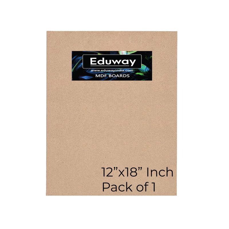 Image of Eduway 12x18 Inch MDF Board Wood Sheet for Mandala , Lippan, Resin Art & Craft, 4mm Thick, Pack of -1 - Premium Cardboard Material for Artists, Art and Craft Students - Hard Cutout in Small and Large Sizes (30x45 cms)