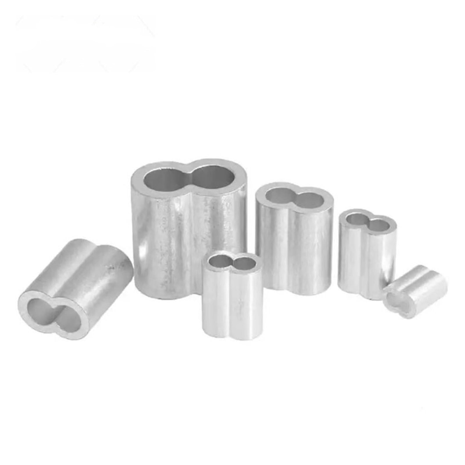 Manicotti a crimpare in alluminio a doppio foro, Manicotti for cavi in ​​alluminio a doppio foro, forma 8, morsetti, argento, diverse misure(M1.2)