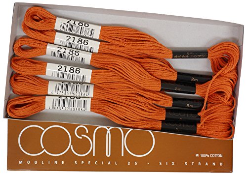 cosmo 25番刺しゅう糸 8m束 Col.2186 オレンジ 系 1箱 6束入り