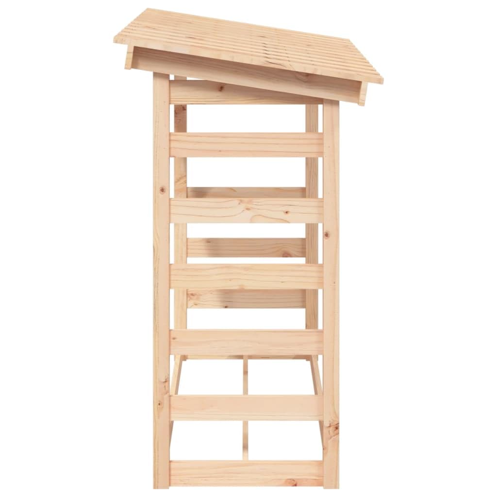 Estantería para leña, 108 x 64,5 x 110 cm, de madera de pino maciza, soporte para almacenamiento y almacenamiento en el salón, jardín, terraza con cesta de madera estable y ayuda para apilar