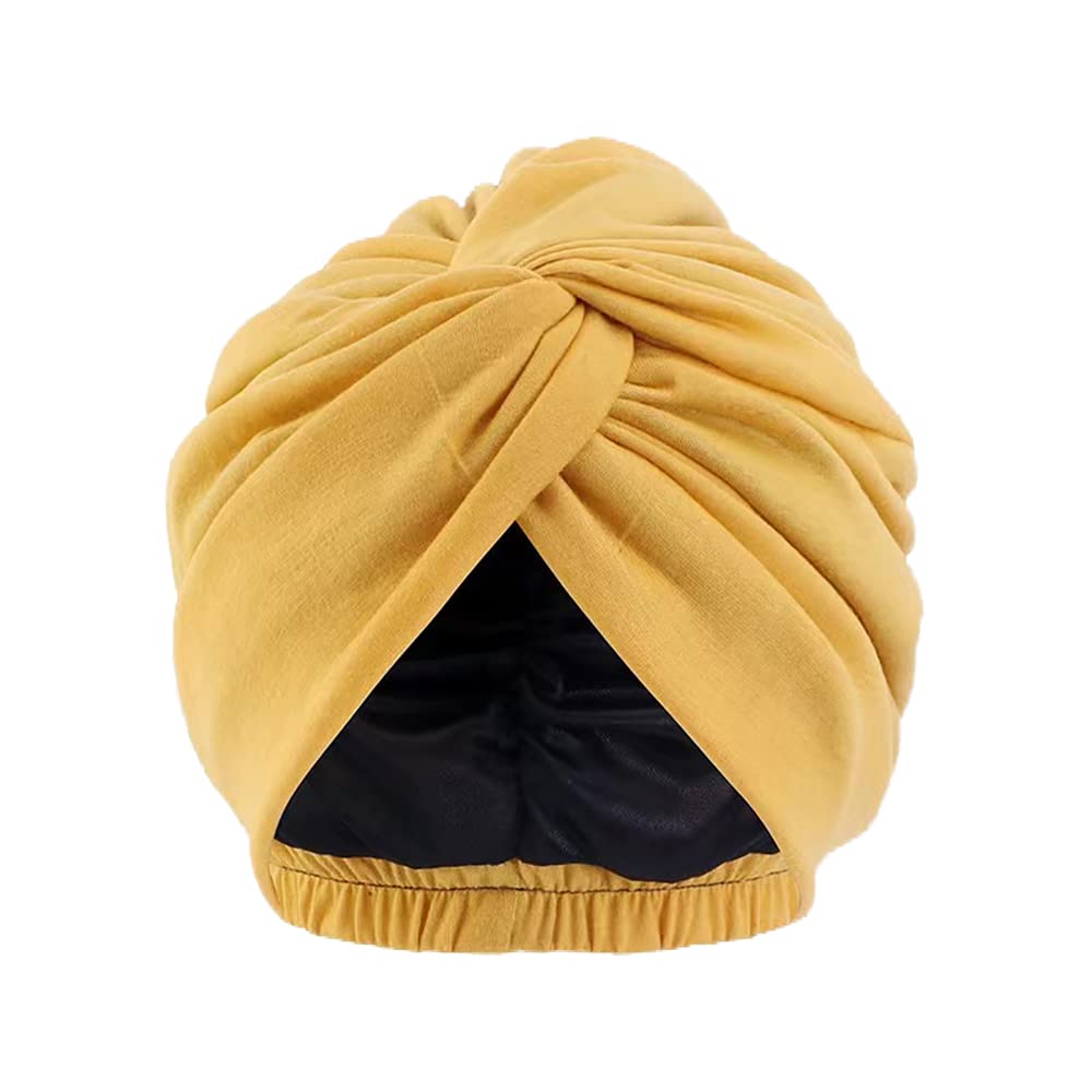 Pluto & Fox Turban Fabric Head Beanie Cap with Rubber Behind Women for Sleeping Cancer Chemo Oncological Chemo Hair Loss Night