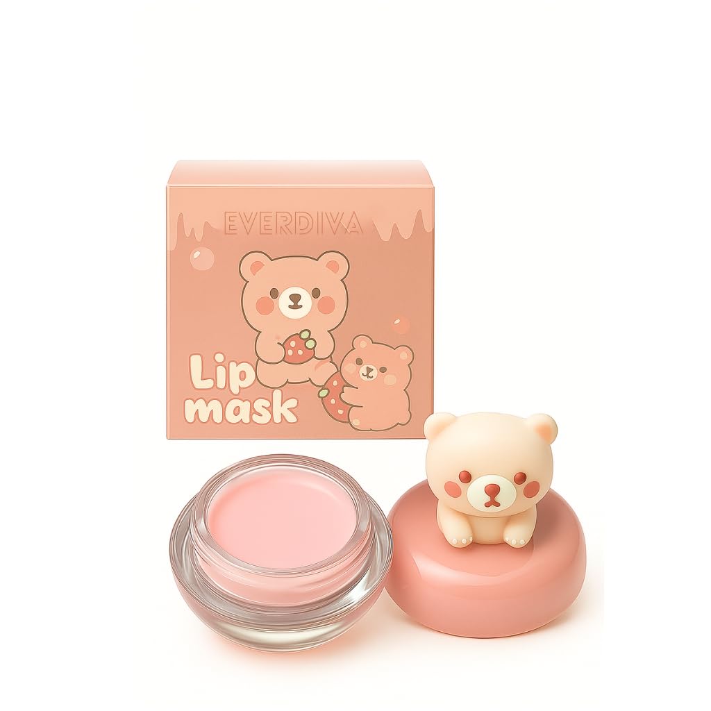 Cute Bear Lip Mask | Deep Moisturizing Overnight Treatment | Hydrating Pink Balm for Dry & Chapped Lips | Nourishing Repair with Softening Formula | Care for Women & Girls (Light Pink)-image-47