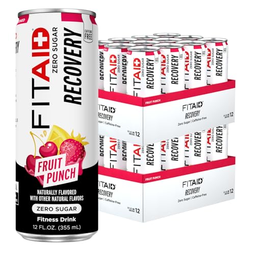 FITAID Post Workout Recovery, Zero Sugar Fruit Punch, 12 fl oz (24-Pack)