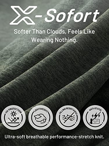 MIER X-Sofort Men's Long Sleeve T-Shirts for Workout, Running, Athletic Buttery Soft Crew Neck Lightweight Dry Fit, Dark Green Heather, S