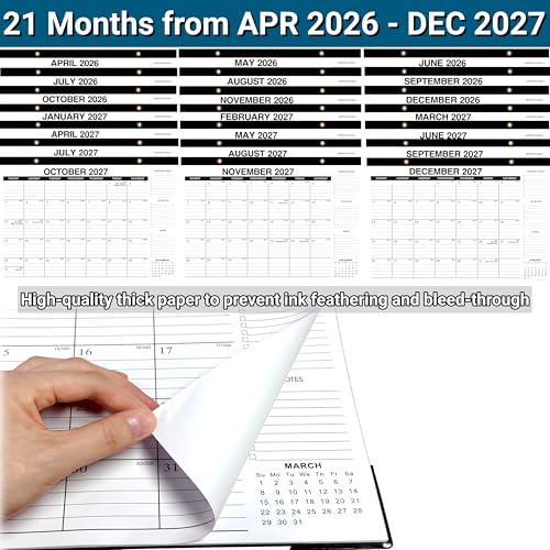 Image of Desk Calendar 2026-2027, 18-Month Wall Calendar Through Dec 2027, Large 17 inch x 12 inch Monthly Calendar Planner, Ample Space, Thick Paper, Plastic Cover - Perfect for Home School & Office Organization