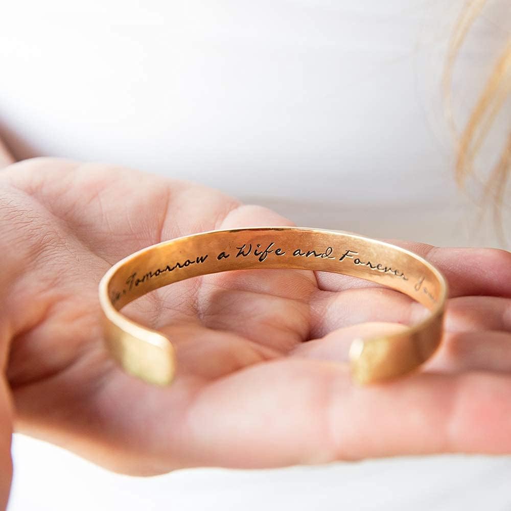 Mother of the Bride or Groom Personalized Hammered Finish Brass Cuff Bracelet