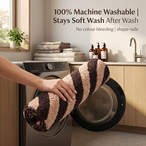 Image of Super Soft Microfiber 2800 GSM Bathroom Mat - Anti Skid, Quick Dry, Water Absorbent, Machine Washable - Floor Mat for Bedroom, Living Room, Doormat for Home (38 x 58 cm), Coffee