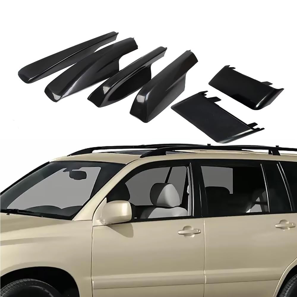 Couverture Porte-Bagages Toit pour Highlander 2001 – 2007 6 Pièces Couvercle D'extrémité Rail Support Chargement Coque Bagages Capuchons Support de Toit pour Voiture