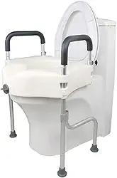 Assento Vaso Sanitário Elevado Com Barras Laterais Suporte (Branco)