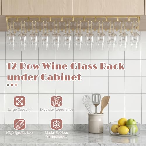 Xverycan 12 Row Wine Glass Rack Under Cabinet Large Capacity by Xverycan - Used condition - Image 6
