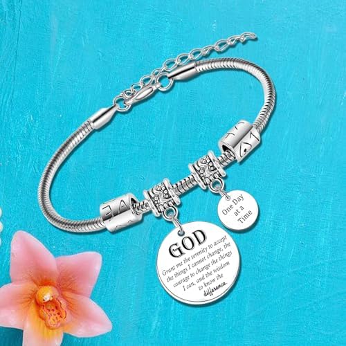 Sobriety Bracelet Sobriety Addiction Recovery AA Gifts Encouragement Gifts for Women Men Religious Bracelet Inspirational Serenity Prayer Gift image 5