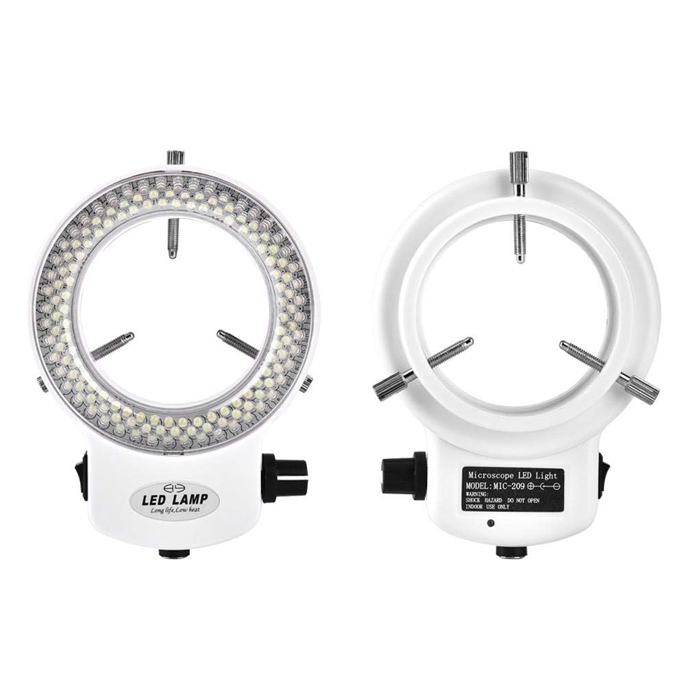 Videocamera LED Industriale ad Anello, Videocamera Microscopio Ottico ad Anello con 144 Perline LED Luminosità Regolabile Luminosità Superiore a 18000LUX(EU plug-Blanc)