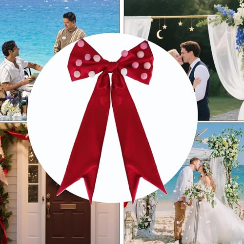 Cinta para decoración de San Valentín con nudos de pompones para muebles 5