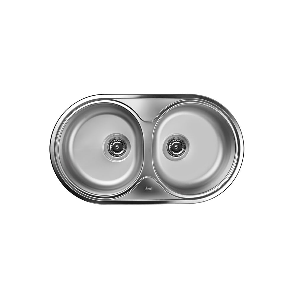 TEKA Fregadero Empotrado 2 Senos en Acero Inoxidable, Desagüe Manual 3½", Profundidad Cubetas 150mm, Mueble Bajo 80cm, No Incluye Válvula, Serie Sphera DR-78 2C