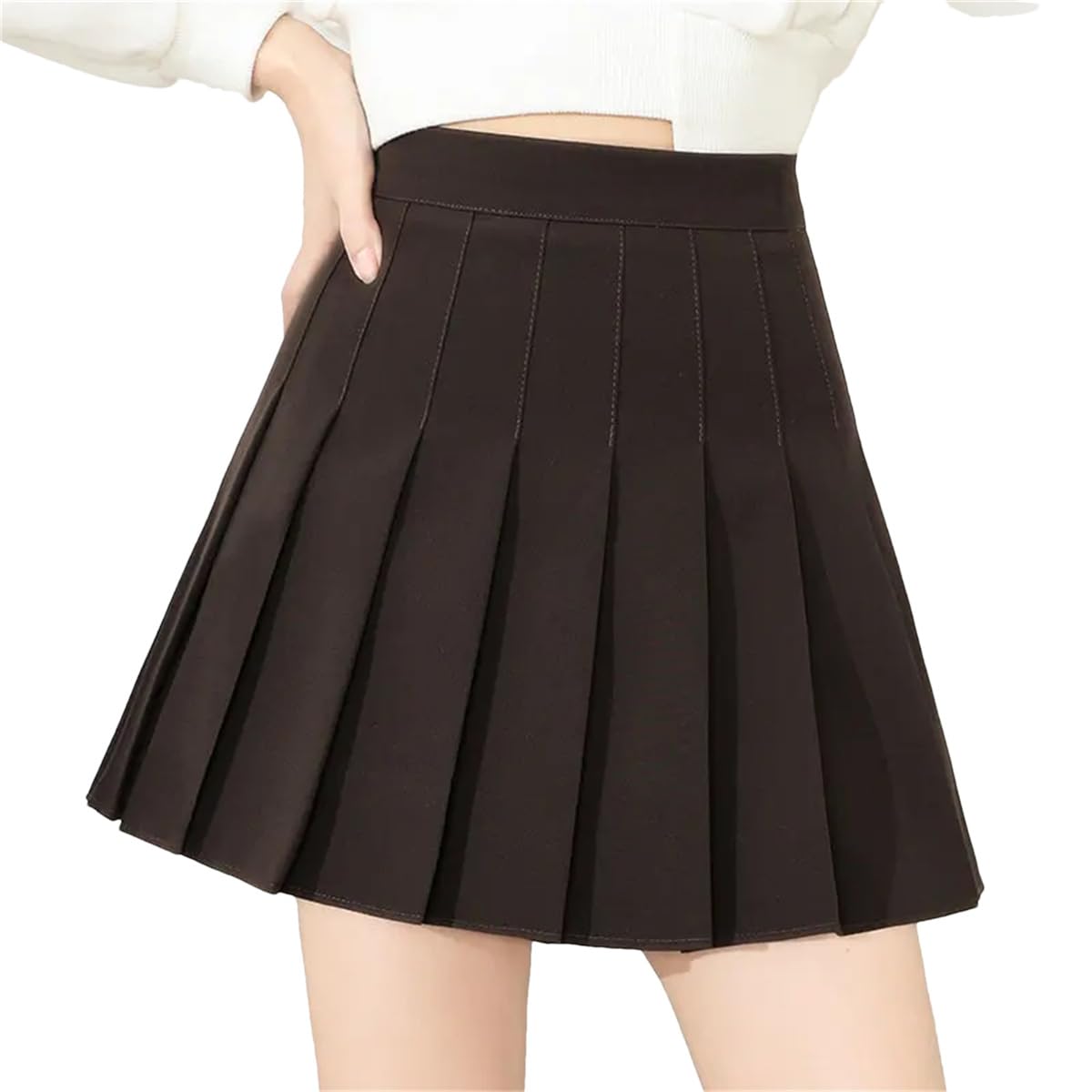 Gonna da Donna Mini Gonna A Pieghe Marrone Moda Estiva per Ragazze