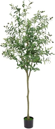 Miniatura 8 de Olivo artificial, olivo sintético de 5 pies, árbol artificial alto para interiores y exteriores, plantas de seda en maceta para decoración moderna