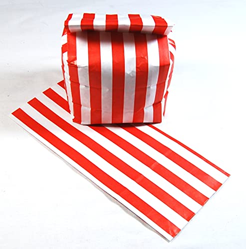 celloexpress 11cm x 24cm Paper Stripe Design Pick N Mix Candy Sweet Bags - Wedding Favour Cake Party Bags (Red Stripes, Pack of 500)