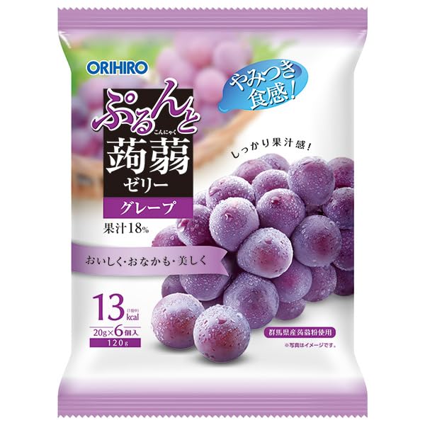 Amazon.co.jp: オリヒロ ぷるんと蒟蒻ゼリー グレープ (20gパウチ×6個