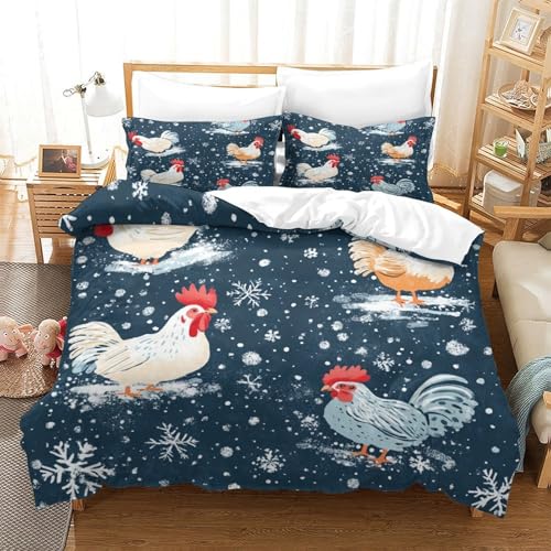 Drap de couette 3D imprimé poulet microfibre lavable machine literie grand format