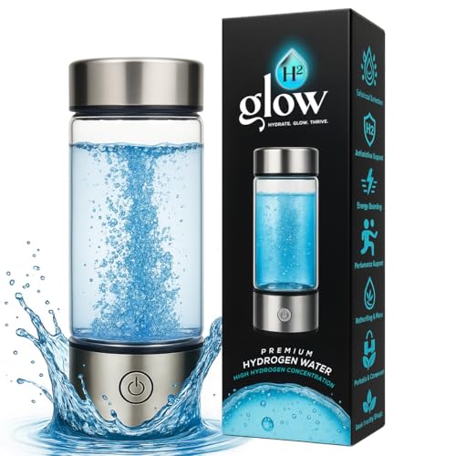 H2 Glow 2026 Newly Updated Hydrogen Water Bottle Generator 4000 PPB – 420ml Portable Hydrogen Water Ionizer with SPE/PEM Technology – Hydrogen Water Machine – High Hydrogen Concentration