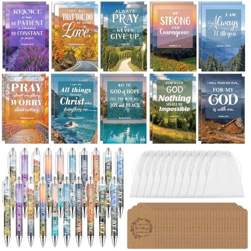 Étiquettes de prière et carnets bibliques : lot de 80 avec stylos
