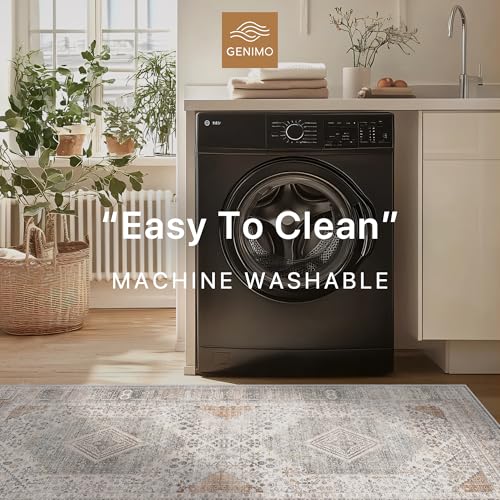 GENIMO 2x10 Non Slip Hallway Runner Rug, Machine Washable, Thin & Low Pile Lightweight for Kitchen, Laundry, Entryway, Bedroom & Living Room