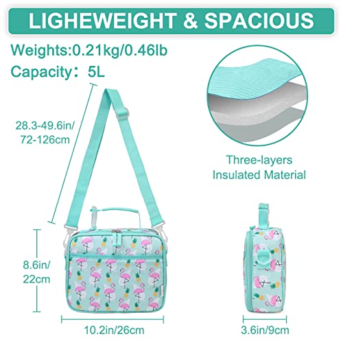 Vaschy Lunch Box Bag For Kids, Reusable Insulated Lunch Box Containers Coolers For Toddler Boys And Girls With Detachable Shoulder Strap For Daycare School Flamingo #TOP3