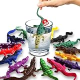 SENSORY4U Color Changing Crocodile Bath Toys – 16 Pack Stretchy Alligator Water Game for Toddlers, 6 Inch Rubber Animal Figure for Sensory Play, Party Favors & Water Table Fun