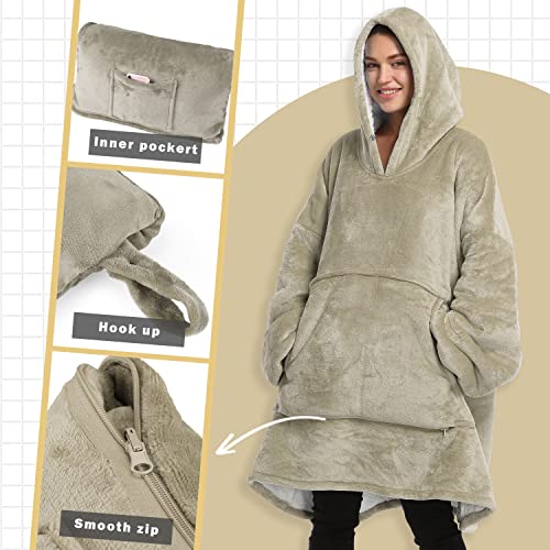 Catalonia Oversized Sherpa Wearable Blanket Hoodie, Adult — view 3