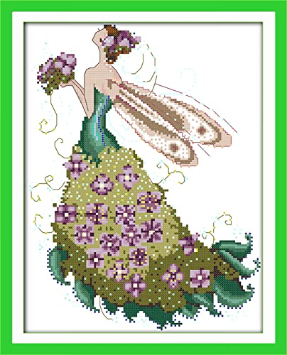 Point de croix pré-imprimé motif Fleur de Femme kit broderie débutant 40x50cm