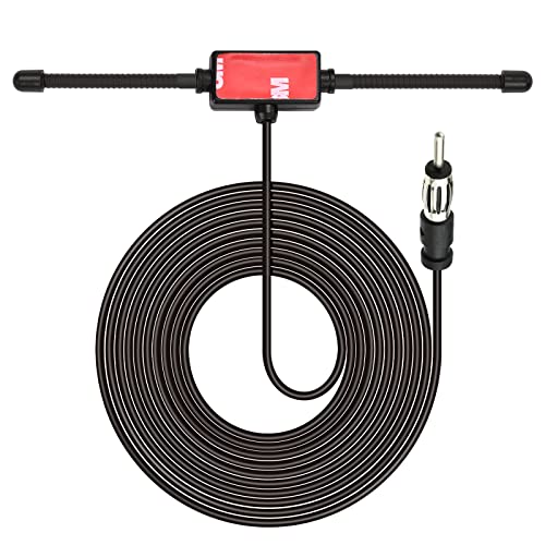 Superabt Universal Car Stereo AM FM Dipole Radio Antenna Hidden Adhesive Mount Radio Aerial for Vehicle Truck SUV Marine Radio Stereo Head Unit Receiver Tuner 10 feet Extension Cable