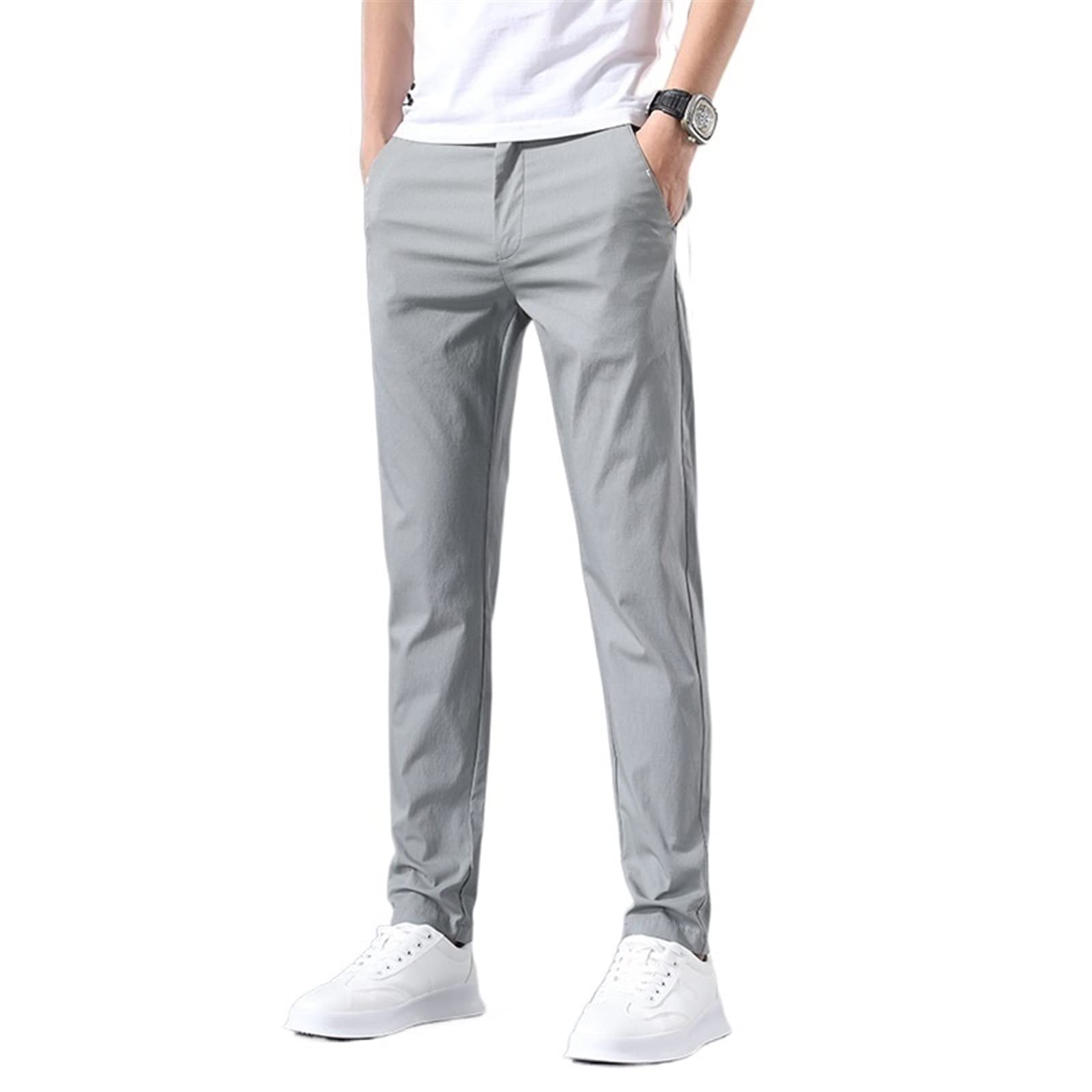 KIFRAL Mens Pants Casual Pants Men Cotton Straight Business Formal Summer  Trousers Stretch Pant Clothing Male (Color : Light Gray, Size : Asia 30) :  Amazon.ca: Clothing, Shoes \u0026 Accessories