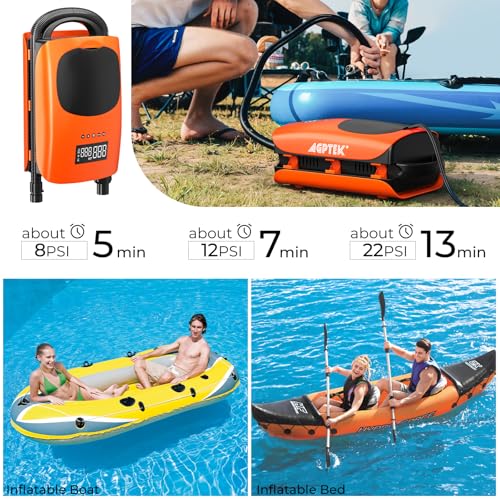 image for AGPTEK 22PSI High Pressure Paddle Board Pump Electric SUP Air Pump Por