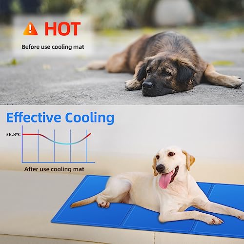 vsshe Haustier Kühlmatte Groß,120 x 70 cm Dog Cooling Mat Kühlmatte für Hund und Katzen XXL Selbstkuhlend Kühldecke Hundebett Ungiftiges Gel Kühldecke Hält Haustiere im Heißen Sommer Kühl Blau