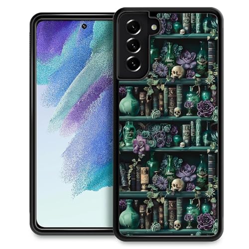 DAIZAG Compatible with Samsung Galaxy S22 Case,Skull Flowers and Books Slim Scratchproof Anti-Drop Pattarn Design for Boys Girls Protective Shell Case for Samsung Galaxy S22