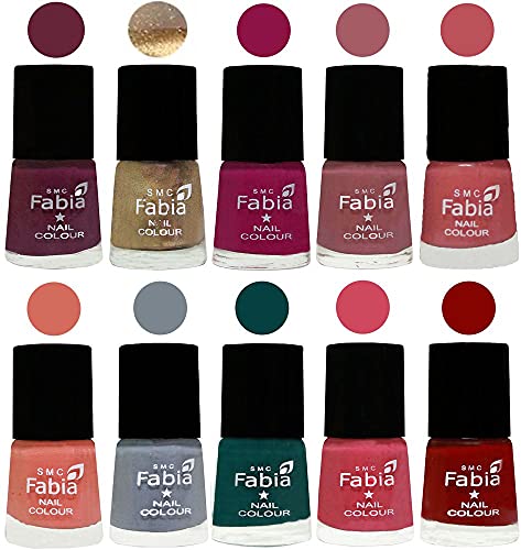 Image of ALL IN ONE (PACK OF 10), Long Lasting Glossy Nail Polish, 6 ml Each, All Vibrant Colours,01885