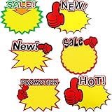 60 Pieces Starburst Sign Cards Sale Sign Tags, 7 x 5.5 Inches Sale Paper Signs Price Burst Signs Assorted Display Tags for Retail Store