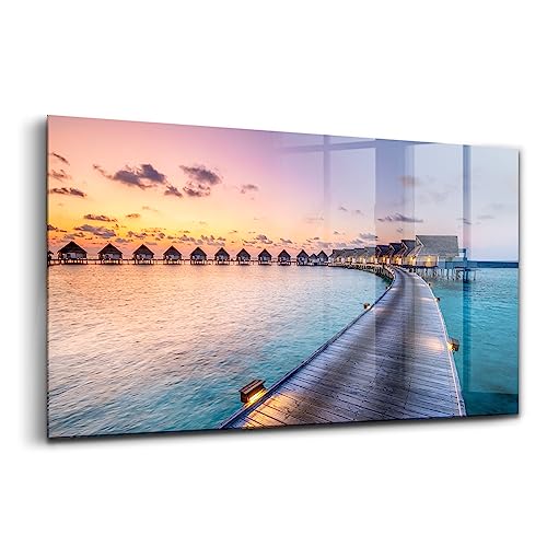 Wallart coucher de soleil sur peinture de verre moderne et image colorée de 100x50cm