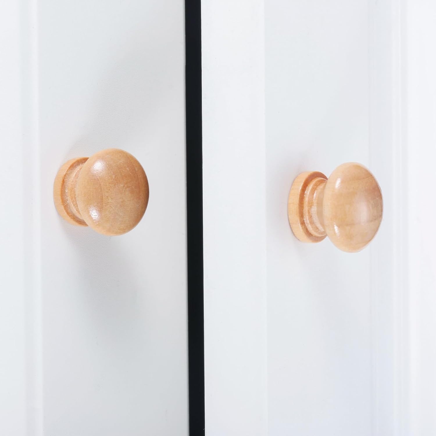 dophee 10Pcs Mini Wood Cabinet Knobs, Round Single Hole Drawer Pulls for Cabinet Dresser Wardrobe Door Dresser Closet Bookcase Cupboard, 24x22mm/0.94"x0.87", Wood
